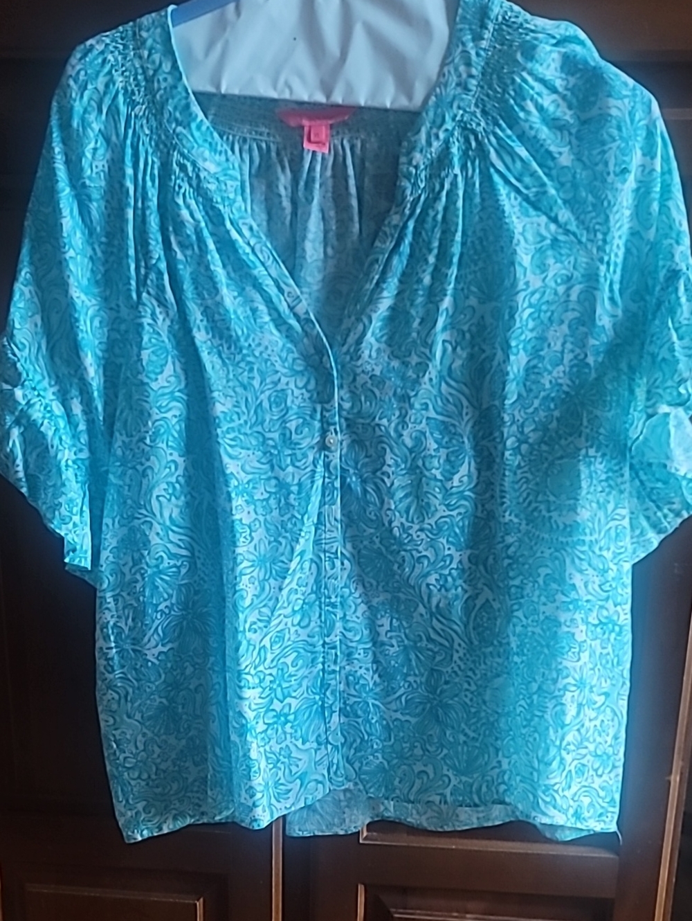 Lily Pulitzer Women’s Turquoise Paisley Button Front Top